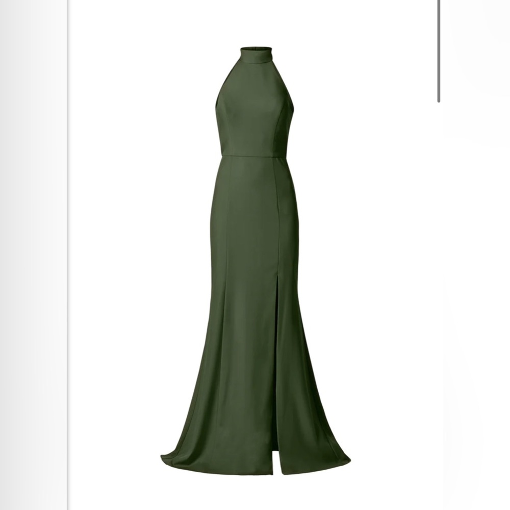 Amsale Cora High Neck Dress Olive Size 10